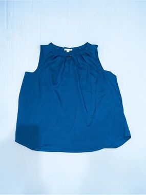 New York & Company Sleeveless Pleat-Neck Camisole - Tank Top Blue XL